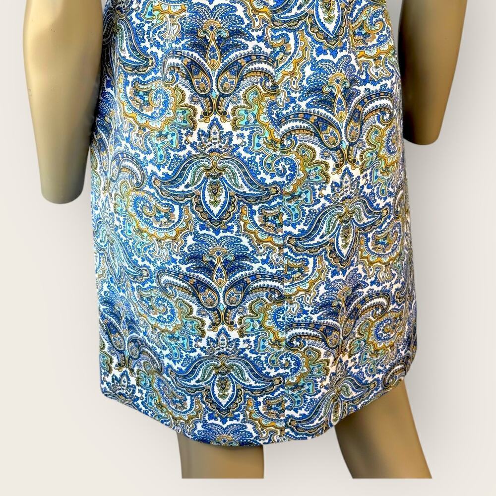 J. Crew Cotton Silk Blend Cap Sleeves Sheath Mini Dress Size 4 Peacock Paisley - Picture 11 of 14